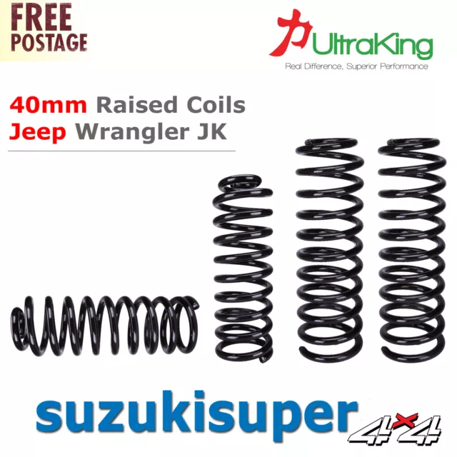 Set of 4 x 40 mm Raised Front Rear Coil Springs Jeep Wrangler JK LWB 2007 On