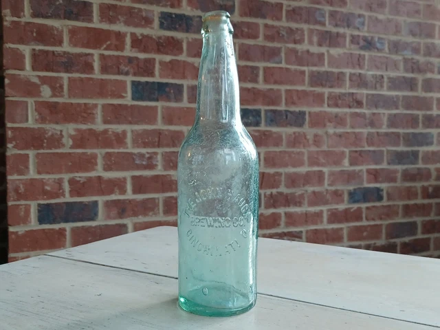 Antique JOHN HAUCK BREWING Co. CINCINNATI Ohio OH Pre-Pro BEER BOTTLE w Mfg Flaw