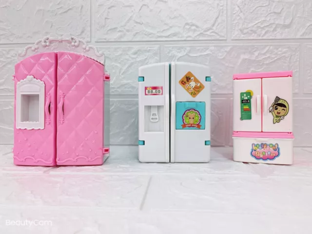 Food Play Set Mini Barbie Doll Dream House Kitchen Refrigerator Accessories