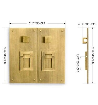 Chinese Brass Hardware Square in Square Plate - Set of 2 JJ321104 3
