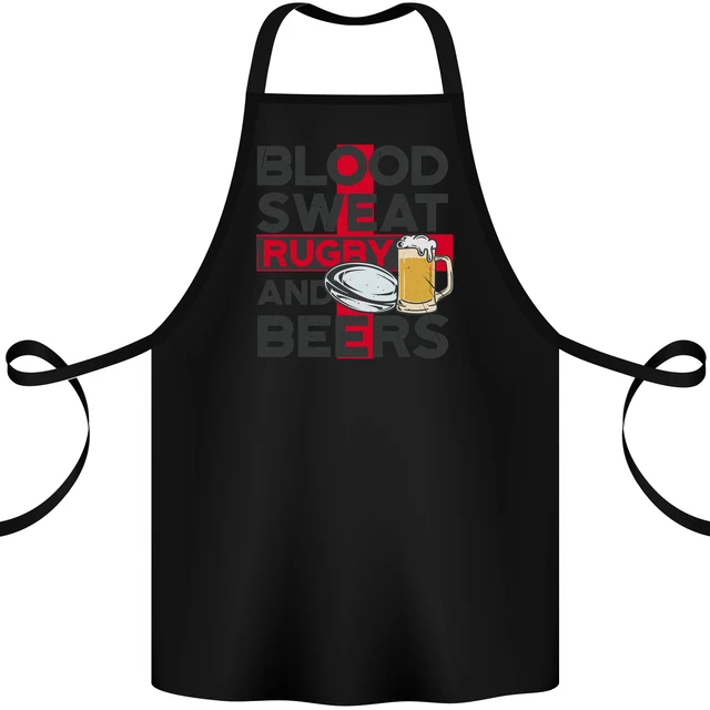 Blood Sweat Rugby and Beers England Funny Cotton Apron 100% Organic
