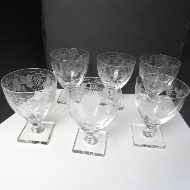 Signed William Yeoward Set of 6 Leonora Pattern Wine Water Glasses Goblets