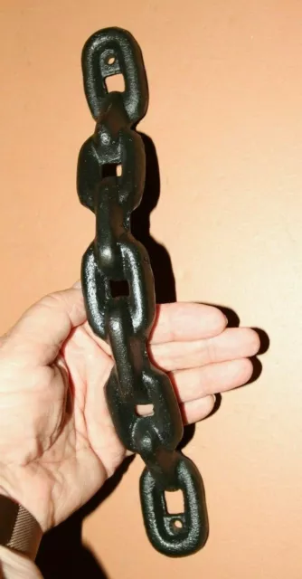 Large Masculine Door Handles Pulls Black Cast Iron Chain Design 11 3/8",  HW-104