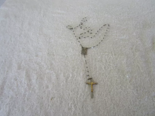 Lovely~Rosary Crucifix  Clear  Beads ~Catholic Prayer 21" Necklace~L@@K!