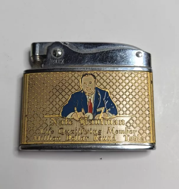 Vintage Rolex Advertising Flat Lighter Indianapolis Life Insurance Made In Japan