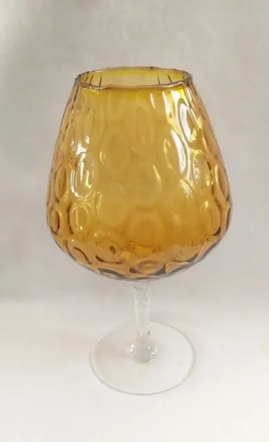 Vintage Amber Empoli Brandy Balloon  Glass