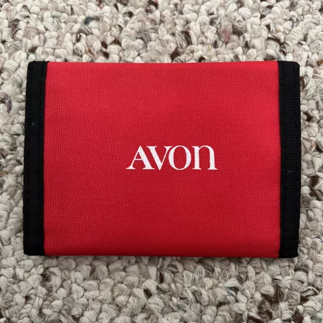 Vintage Avon Red, White, Black Trim Nylon Wallet Hook And Loop Unused