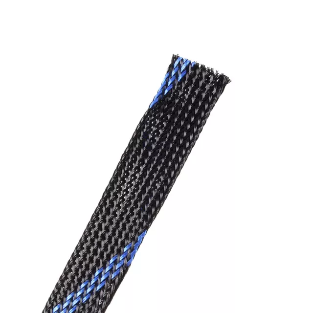 PET Expandable Cord Protector, 19.5Ft-16mm Wire Loom Cable Sleeve Black and Blue