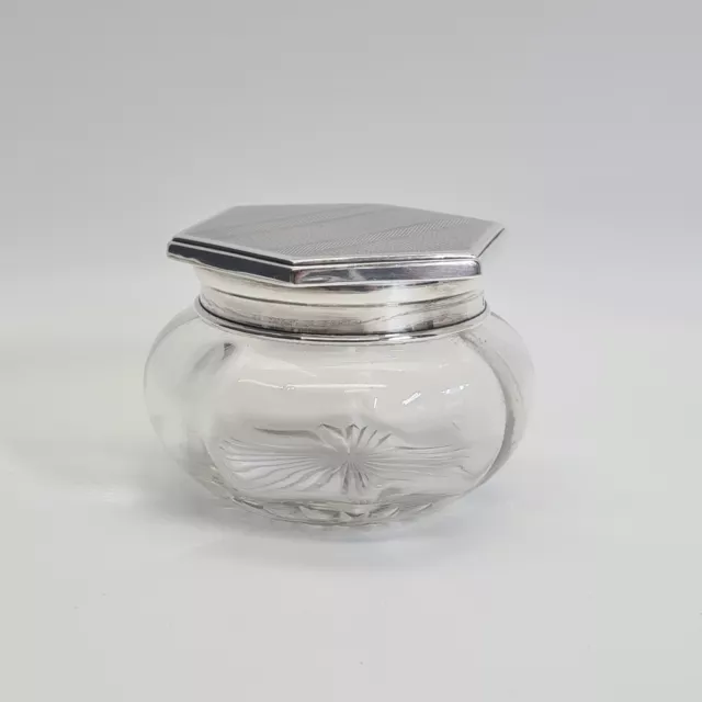 Sterling Silver Lidded Glass Dressing Table Jar By Adie Brothers Birmingham 1933