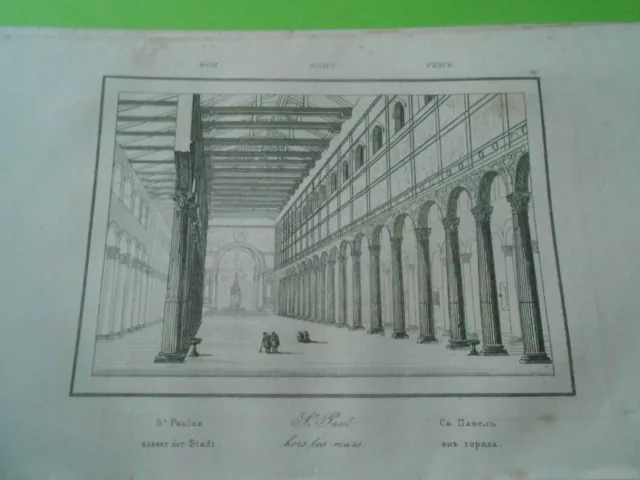 Gravure 1835 - Italie Rome Saint Paul hors des murs