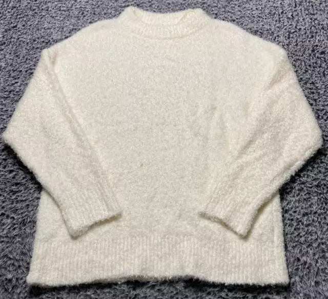 Topshop Womens Sweater Cream Pullover Casual Chunky Knitted Mock Neck Size 8-10