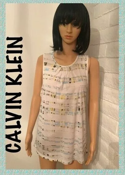 Calvin Klein Jeans Sleeveless Top Blouse Multicolored Size Medium New MSRP$39.50