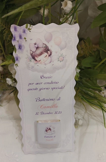 Segnalibro Battesimo Con Coniglietto Rosa - Personalizzabile, 30 Pezzi Per Bimba - Foto 11