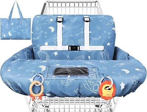 Shopping Cart Cover for Baby, 2-in-1 High Chair Cover with Safety Blue