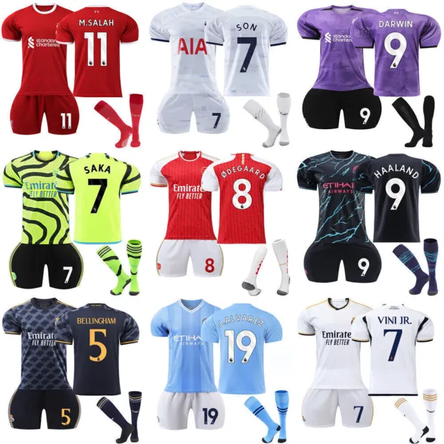 2023-2024 Adults Kids Kits Training Suits Short Shirt+Shorts+Sock Sports Sets UK