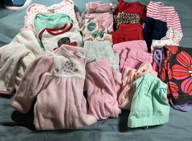 Lot of 21 baby girl clothes 0-3 months, 3 Months Long Sleeve, Pants Mixed Lot X1