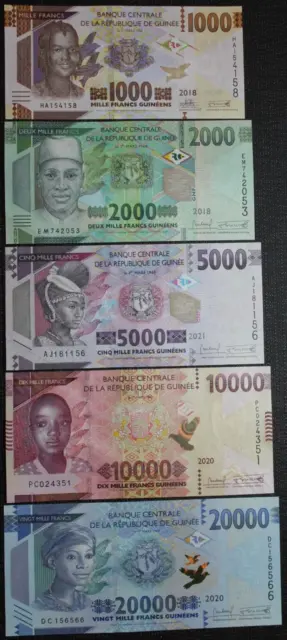 République de Guinée - Set de 5 Billets Guinéen 2020 Neuf / UNC