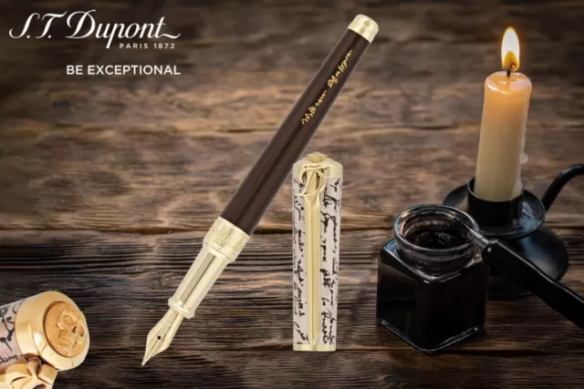 St Dupont William Shakespeare Limited Edition Fountain Pen Brown Lacquer Gold