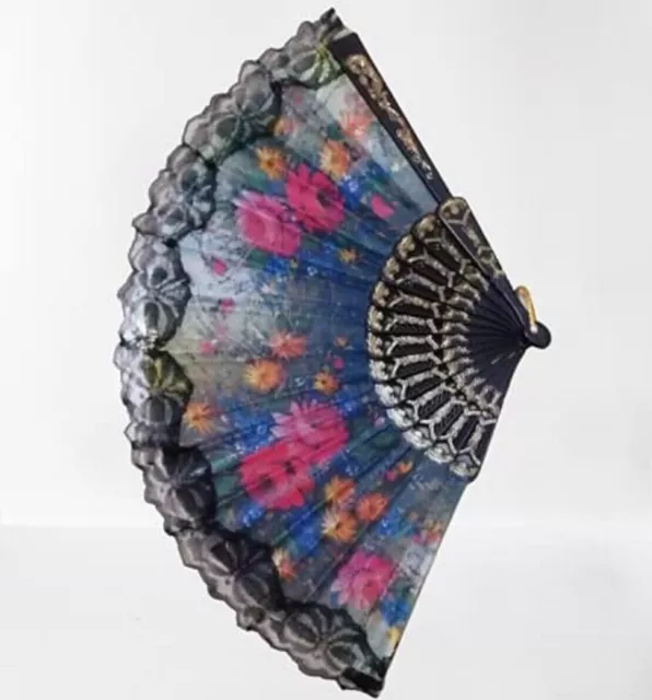 Traditional Silk Printed Japanese Folding Hand Fan Multicolor Free Ship