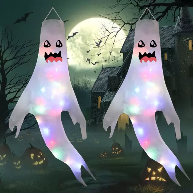 Decorazioni Di Halloween Fantasma Da Appendere Con Luci LED, Set 2 Pz. Fantasmi