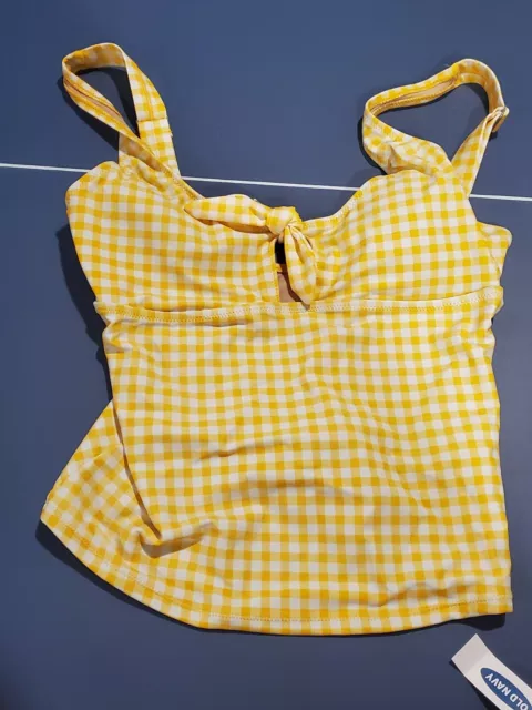 Old Navy Women's Size M Bottom L Top Gingham Hipster Bikini Set Yellow/White NWT 3