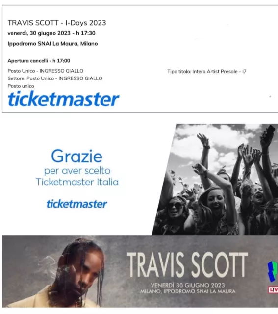 Biglietto Travis Scott Milano 30 Giugno 2023 Ippodromo SNAI La Mura