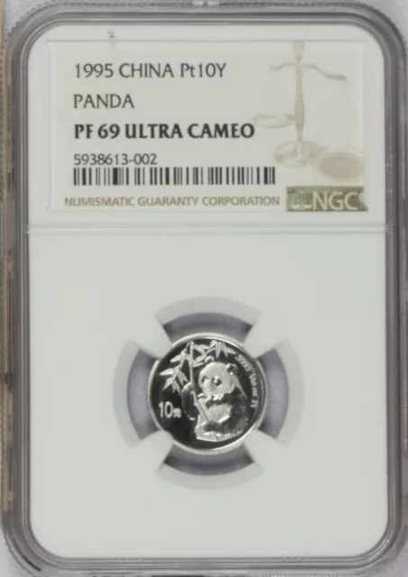 1995 Platinum Panda 1/10 oz. 10 Yuan NGC PF69 Ultra Cameo. Free Shipping.