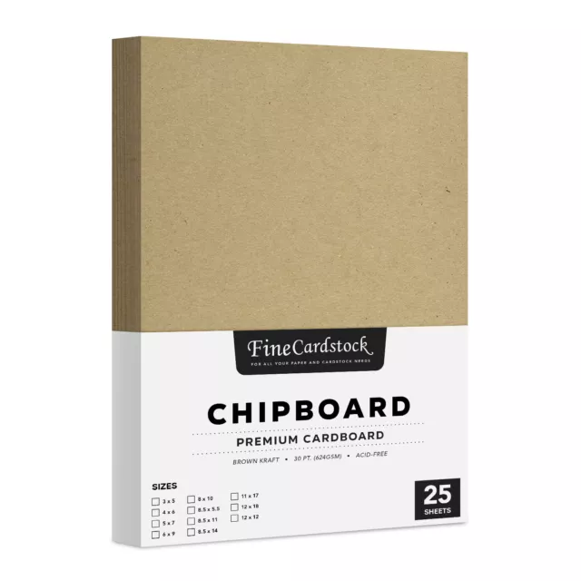 50 Pack 8.5 X 11 Inches White Chipboard Sheets,40 Pt White Chipboard,  Medium Wei