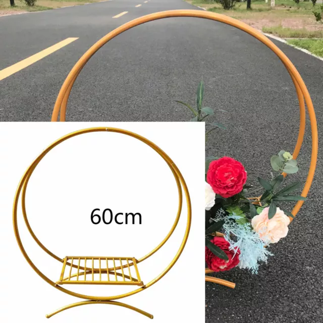 60cm Double Hoop Round Cake Flower Rack Wedding Background Stand Decor Gold