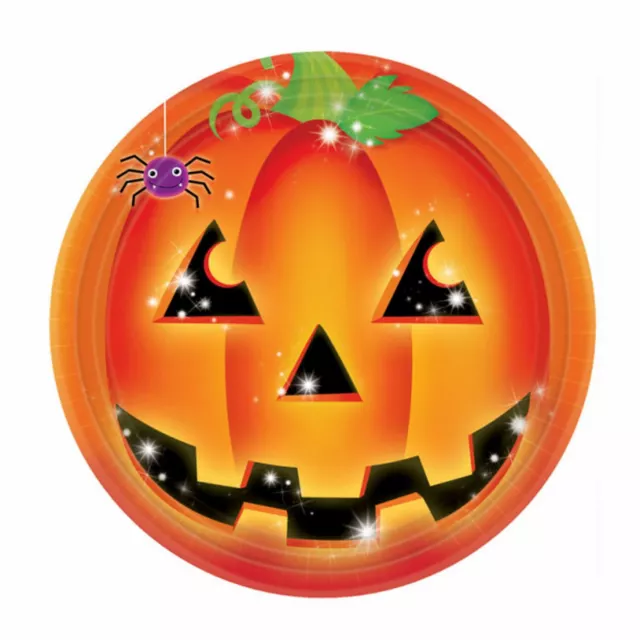 23cm Halloween Naranja Calabaza Jack O Farol Party Papel Desechable Food Platos