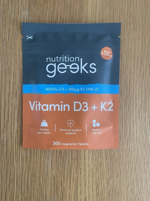 NUTRITION GEEKS VITAMIN D3 K2 Supplement 4000 IU, 365 Tablets £10.00 ...
