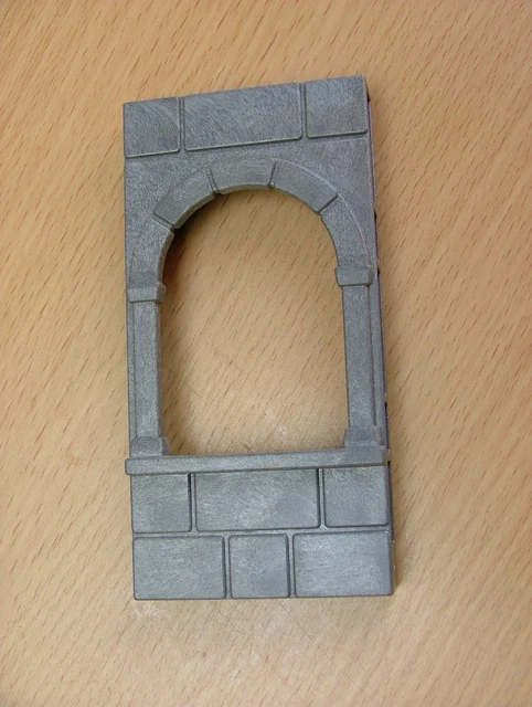 Pièce Détachée Playmobil Moyen Âge - Grande Devanture Grise Avec Porte Et Grille De Château - Occasion