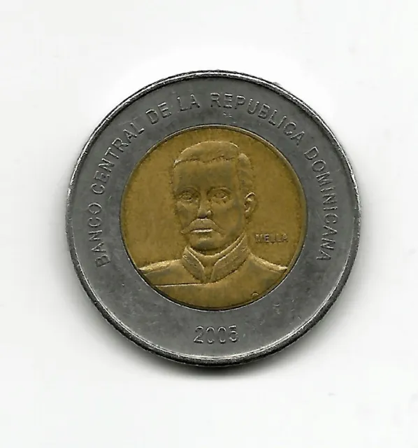 World Coins - Dominican Republic 10 pesos 2005 BiMetallic Coin KM# 106