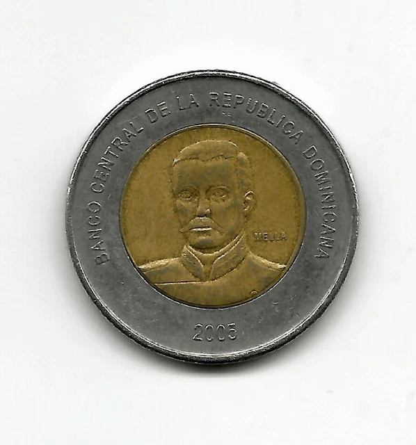 World Coins - Dominican Republic 10 pesos 2005 BiMetallic Coin KM# 106