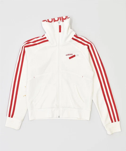 Giacca Top Tuta Ragazze ADIDAS 11-12 Anni Bianco Poliestere Vintage JG02