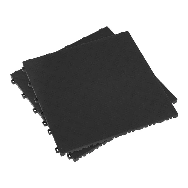 Sealey FT3B Polypropylen Boden Fliesen 400 x 400mm - Schwarz Riffelblech - Pack
