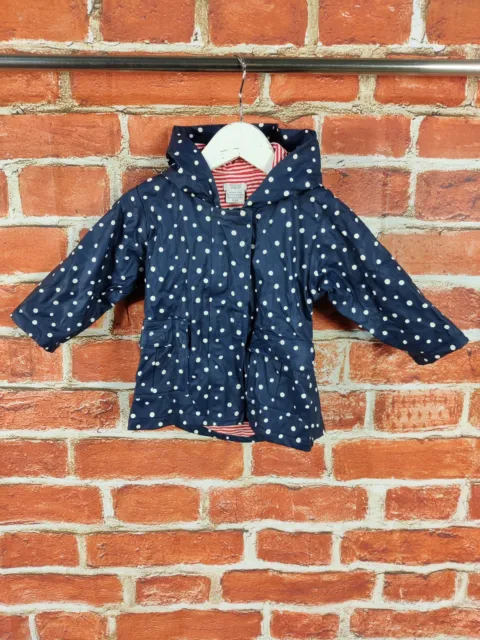 Baby Girls Coat Age 6-9 Months Mamas & Papas Navy Light Rain Mac Jacket Zip 74Cm