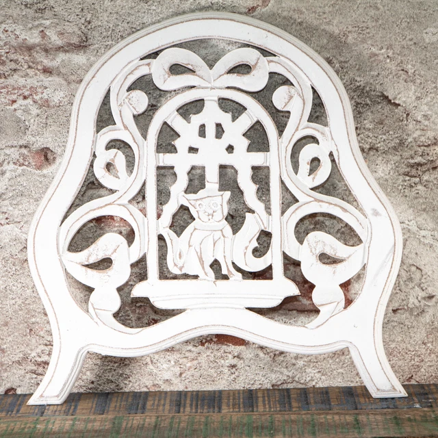 Holzornament, Katze, Klein,  Chabby Chic | Holz, weiß | H 31,0 x B 31,0 cm