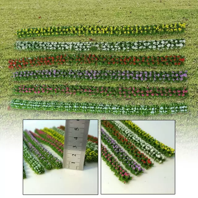 6x Artificial Miniature Colorful Flower Strips Scenery for Train Diorama