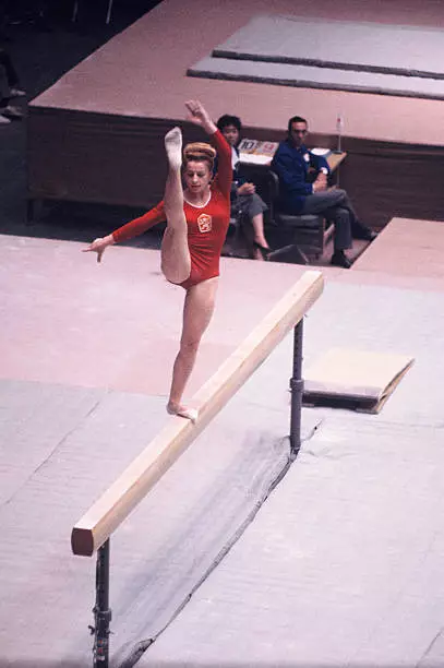 1960s Vera Caslavska Of Czechoslovakia In The Balance Beam 7 Gymnastics Photo