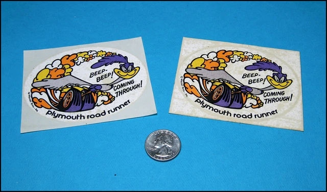 Qty(2) Vintage Plymouth Road Runner Sticker Decal Roadrunner