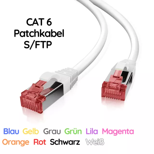 CAT6 Patchkabel Netzwerkkabel LAN Kabel S/FTP RJ45 DSL TV Internet 0,25m - 30m
