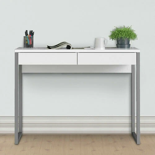 WOHOMO Scrivania Bianca Con Cassetti In Tessuto, 80x40x75 Cm, Piccola Per Computer, Per Cameretta E Ufficio Domestico - 4