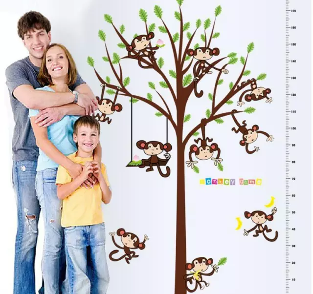 Removable Wall Sticker Kid Height Chart Measure Owl Tree Children Room Nursery