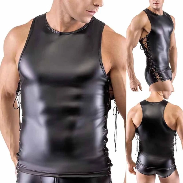 2023 Nuovo Uomo con Bretelline Canotta T-Shirt Corto Maglia Intima Canotta Pelle