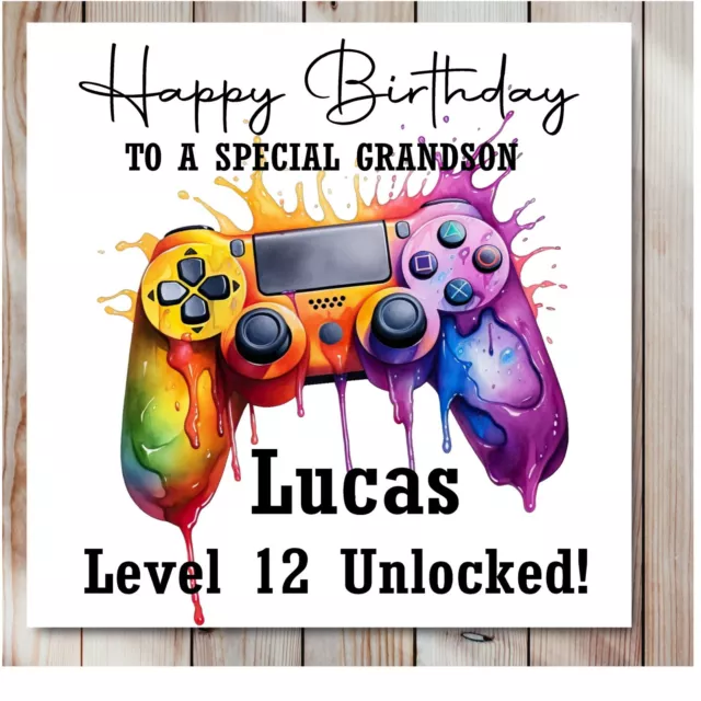 Personalised  Gaming Birthday Card Gamer Teenage Son Nephew Brother Grandson