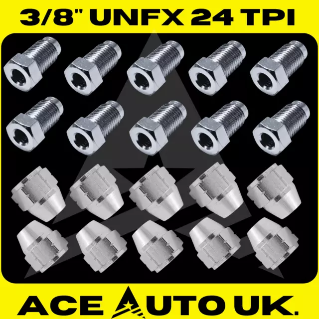 3/8'' UNF x 24 TPI Copper Brake Pipe 3/16'' Fittings Male x10 + Female x10 Nuts