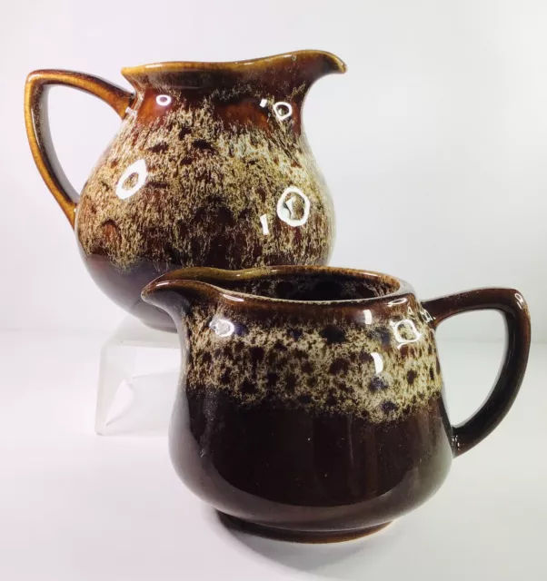 Pair Of Vintage Milk Jug & Pitcher Honeycomb Cornwall Fosters Studio Pottery VGC