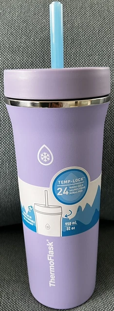 Thermoflask Insulated Stainless Steel Straw Tumbler 32 oz Purple, New