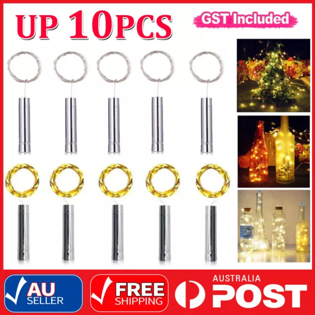 UP 10Pcs Wine Bottle String Lights LED Fairy Cork Copper Wire Xmas Wedding Night